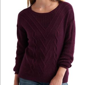 NWT  Lucky Brand Cable Knit Sweater Plum M